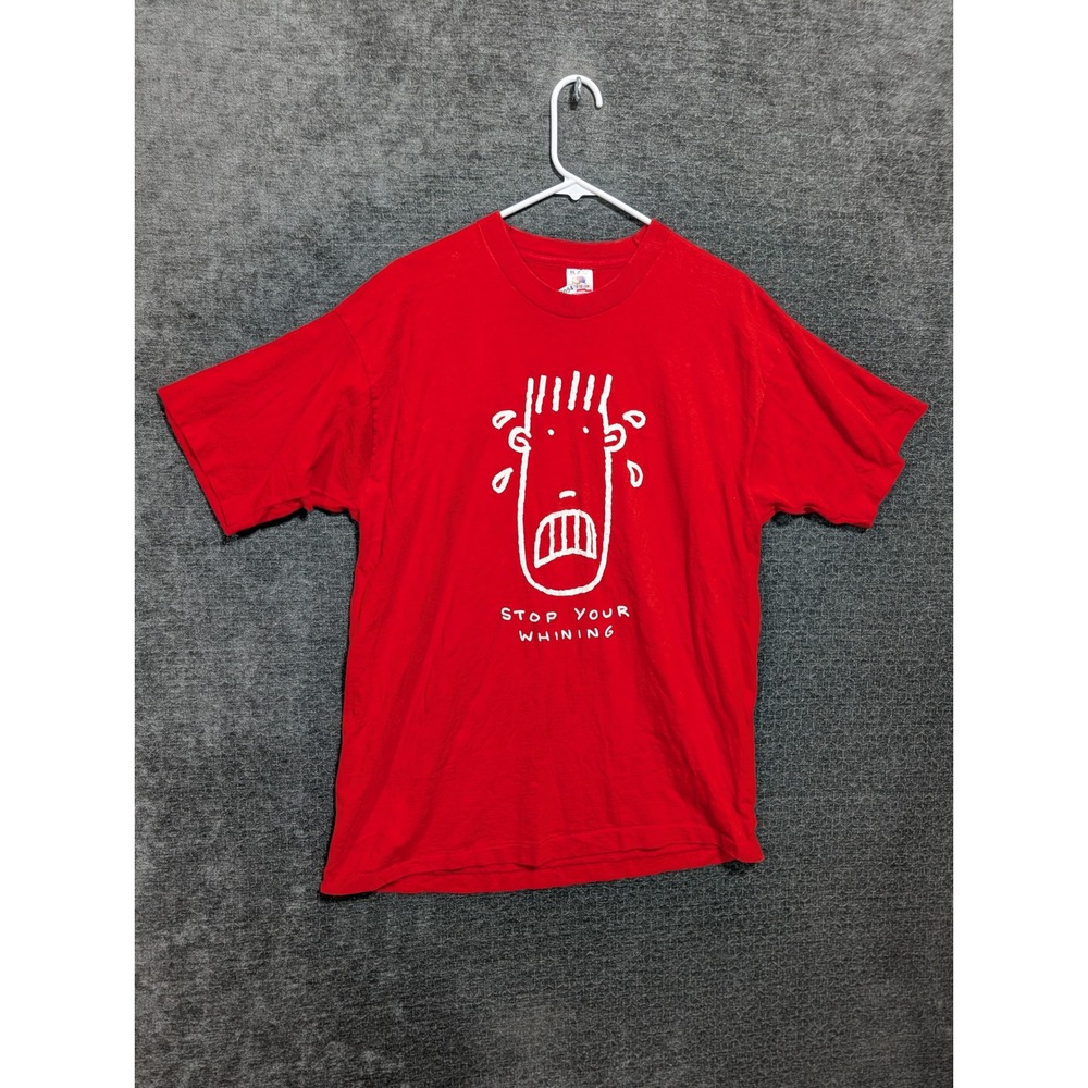 Vintage Fruit of the Loom Stop Your Whining Graphic T-Shirt Red XL Single Stitch